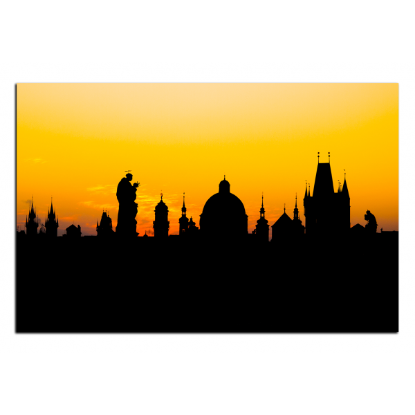 Obraz na plátně - Siluety věží a sochy v Praze