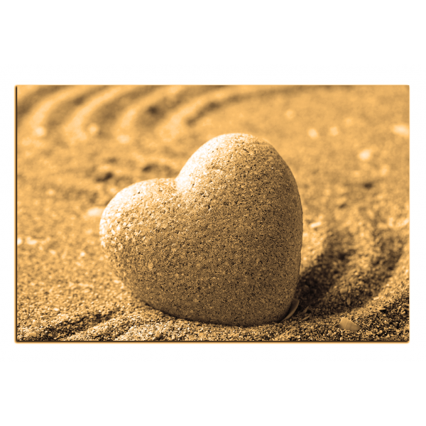 Obraz na plátně - Kámen ve tvaru srdce na písku