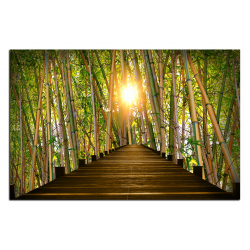 Obraz na plátně - Dřevěná promenáda v bambusovém lese