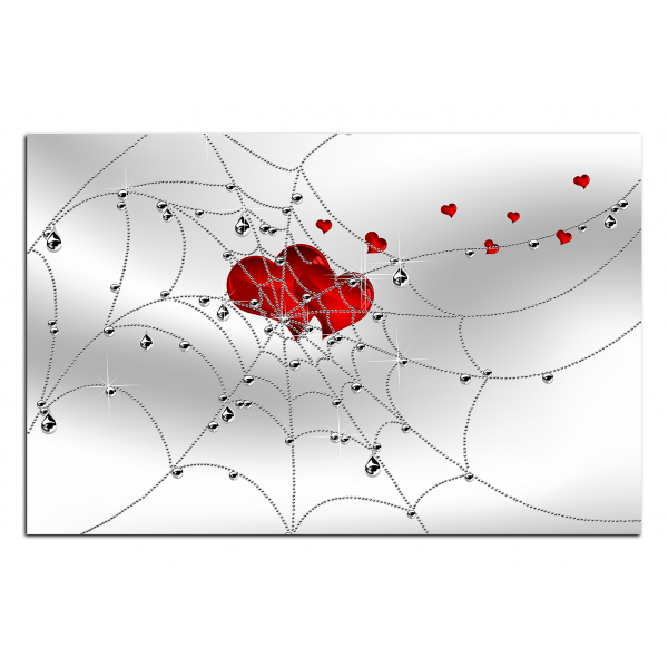 Obraz na plátně - Srdce v stříbrné pavučině 