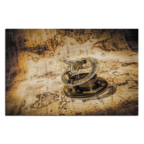 Obraz na plátně - Kompas na mapě antického světa