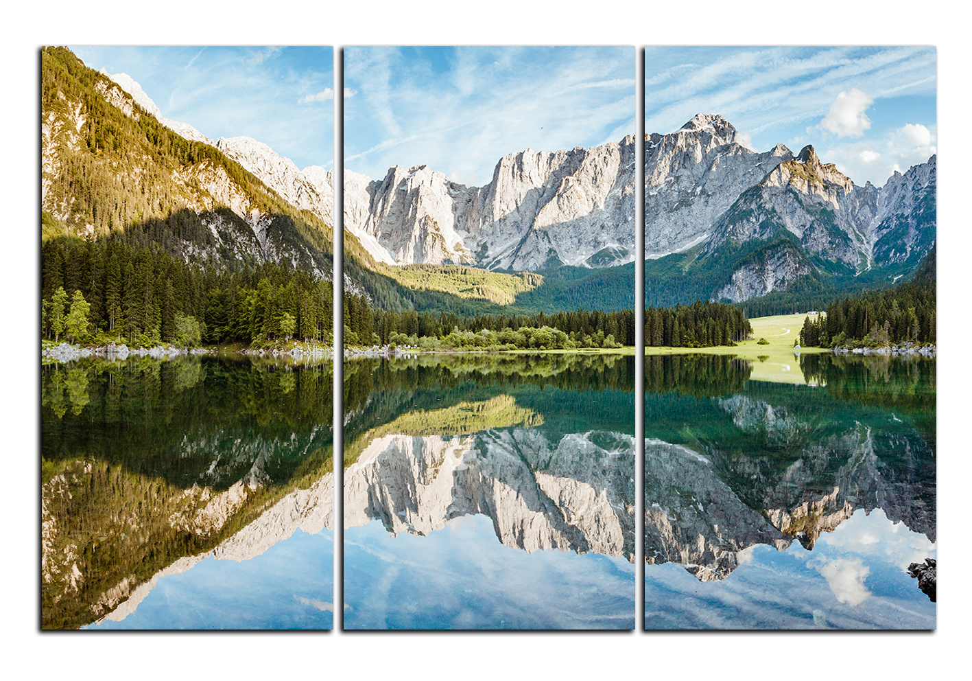 Obraz na plátně - Alpské štíty odrážející se v klidném jezeře