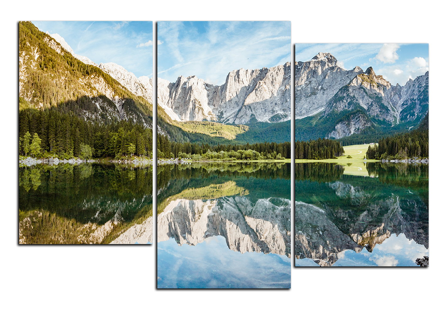 Obraz na plátně - Alpské štíty odrážející se v klidném jezeře